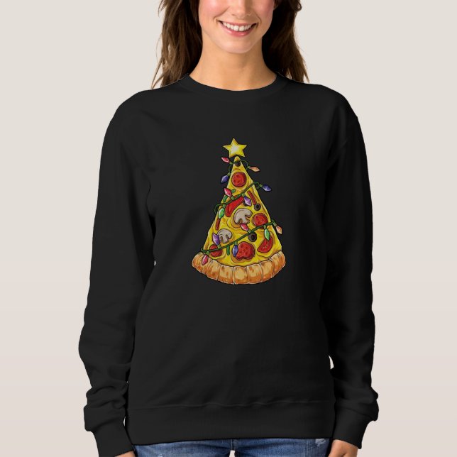 Moletom Pizza Engraçada Fatia Árvore de Natal Pizza Clara (Frente)