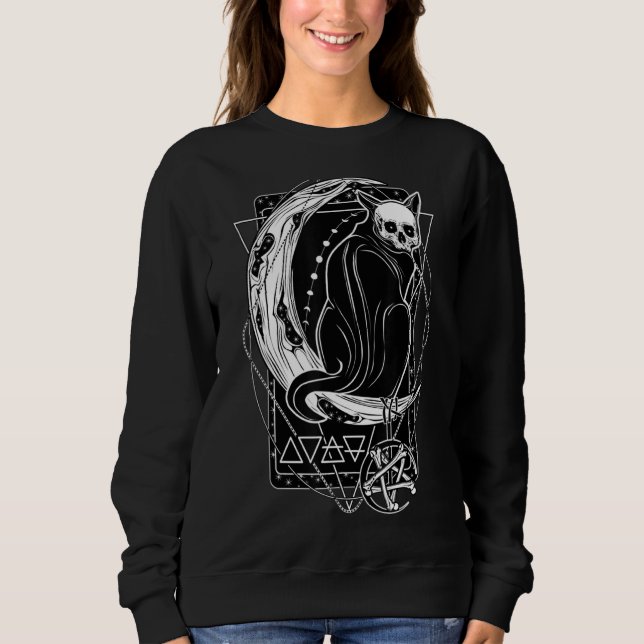 Moletom Placa Tarot Crescent Moon E Cat Graphic (Frente)