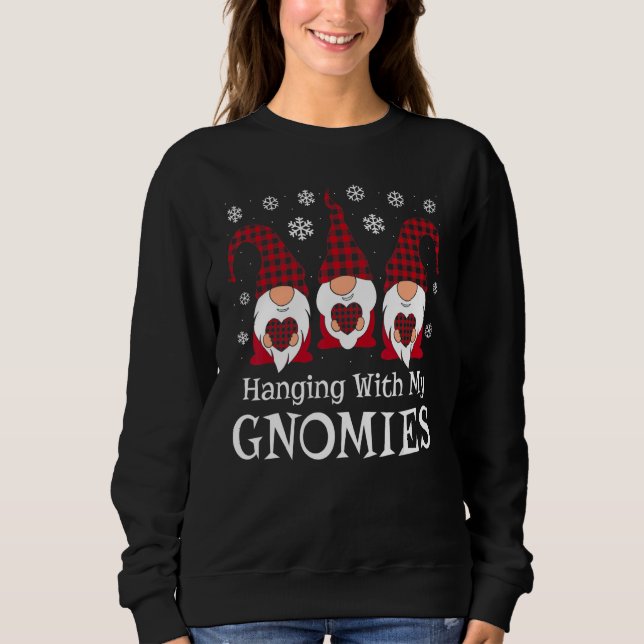 Moletom Plaid Print Garden Gnomes Christmas Day (Frente)