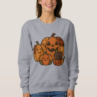 Moletom Plaid Pumpkin Patch with Cat Sweatshirt | Cute