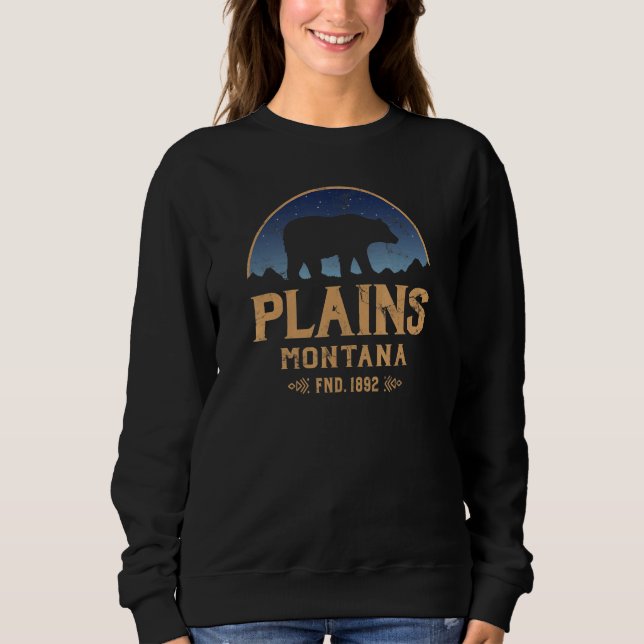 Moletom Plains Montana MT Big Sky Country Bear & Mountains (Frente)