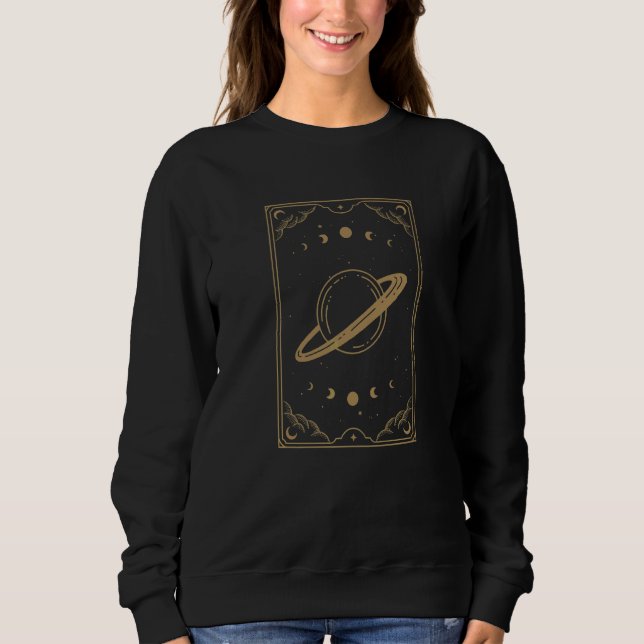 Moletom Planeta da Sorte  Cartão de Tarot Witchy Estético (Frente)