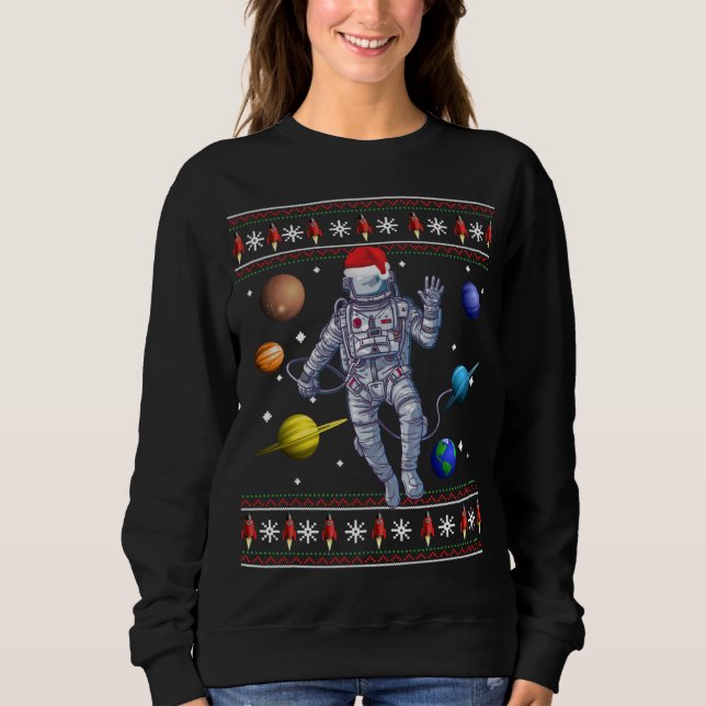 Moletom Planetas Espaciais Astronautas Sobem Suor De Natal (Frente)