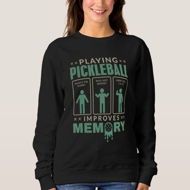 Moletom Playing Pickleball Improves Memory retro green Pic (Frente)