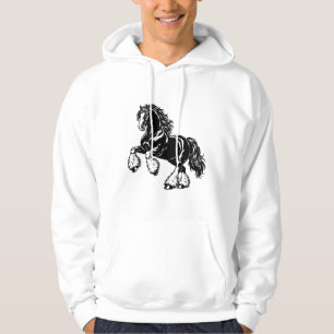 Moletom Poderosa Ilustração de Cavalo Shire Preto e Branco