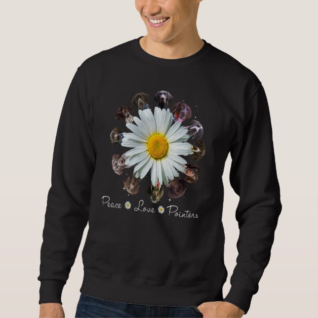 Moletom Pointers Dogs Peace Love Daisy Pointers Mãe (Frente)