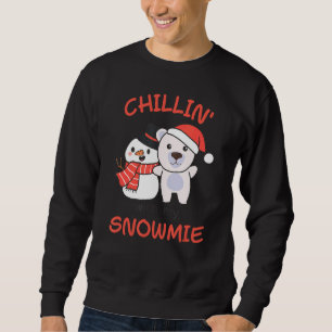 Moletom Polar Bear Chillin Com Meu Snowmie Snowman Pun