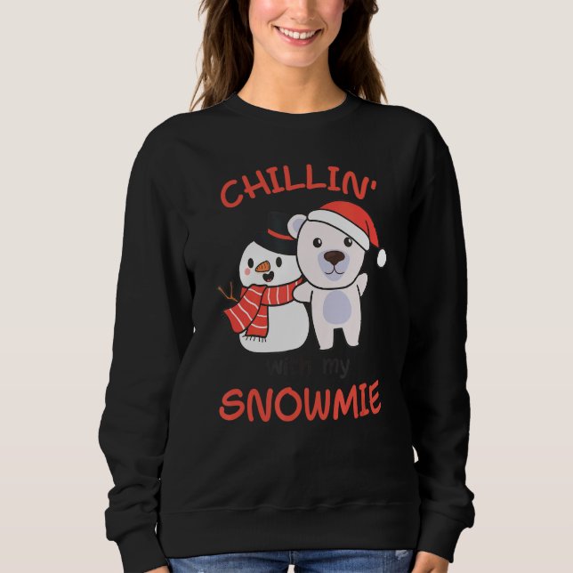 Moletom Polar Bear Chillin Com Meu Snowmie Snowman Pun (Frente)