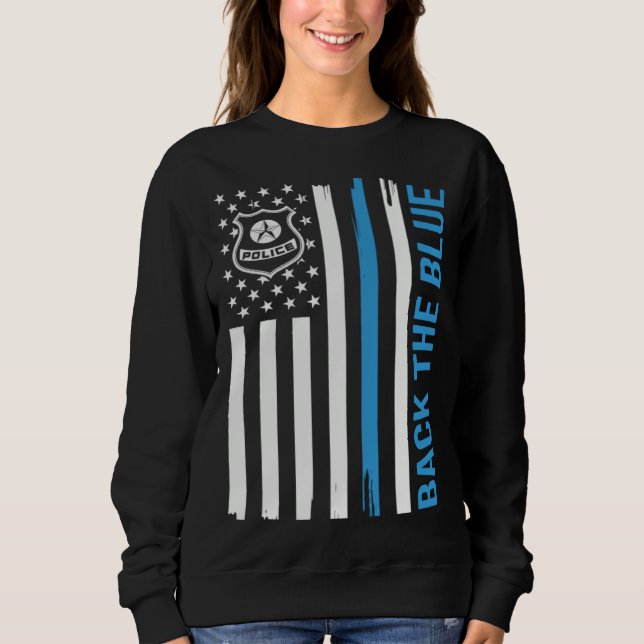 Moletom Police Back Blue American Flag Law Enforcement (Frente)