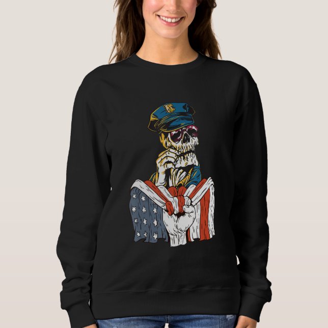 Moletom Police costume skaleton with American Flag (Frente)