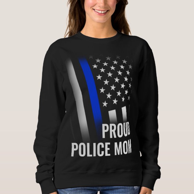 Moletom Police Mom Printed On Back Proud Police Flag (Frente)
