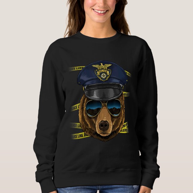 Moletom Police Officer Grizzly Bear PD Cop Crime Scene Bea (Frente)