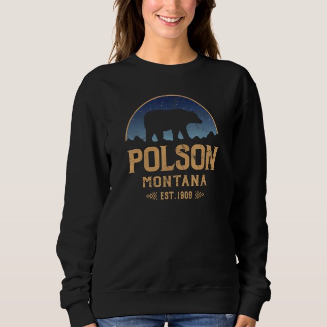 Moletom Polson Montana MT Big Sky Country Bear & Mountains (Frente)