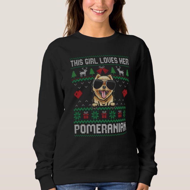 Moletom Pomeranian Girl Cool Ugly Christmas for Dog Mom Pr (Frente)