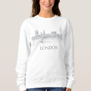 Moletom Ponte Londres Big Ben Skyline Caneta e Ink Sketch