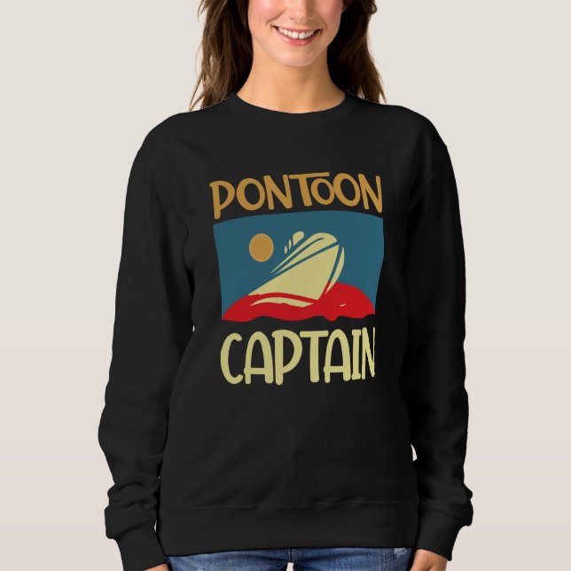 Moletom Pontoon Captain Retro Vintage Style Pontoon Boat   (Frente)