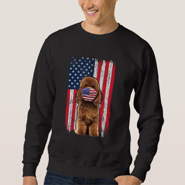 Moletom Poodle American Flag Dog Veste Face Máscara 4º De  (Frente)