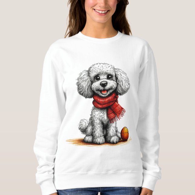 Moletom Poodle Branco Fofo Presente Para Amantes de Cães (Frente)