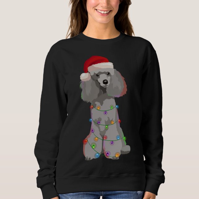 Moletom Poodle Christmas Lights Xmas Dog Lover (Frente)