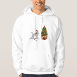 Moletom Poodle Cinza Cachorro Natal Divertido com Árvore