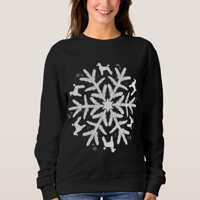 Moletom Poodle de Natal Dando Snowflake Poodle (Frente)