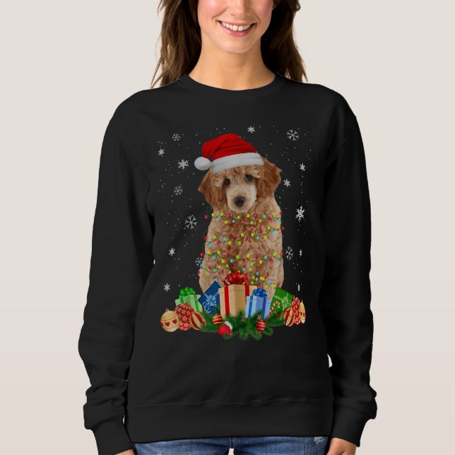Moletom Poodle Dog Natal Luz Engraçada Papais noeis Xmas G (Frente)