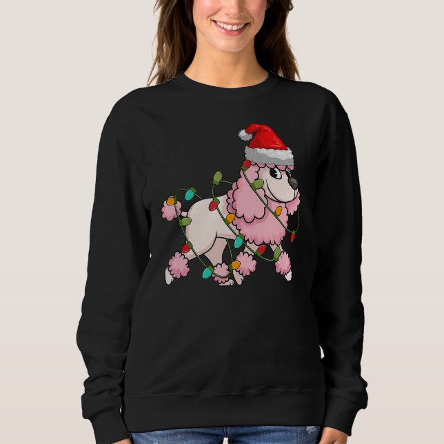 Moletom Poodle Dog Ugly Christmas Sweater Lights (Frente)