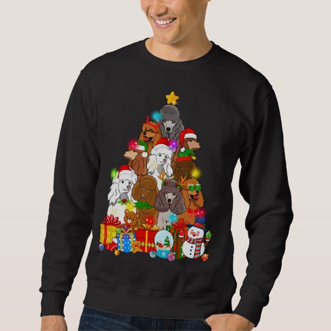 Moletom Poodle Engraçado Árvore de Natal Luzes Dotadas Cac (Frente)