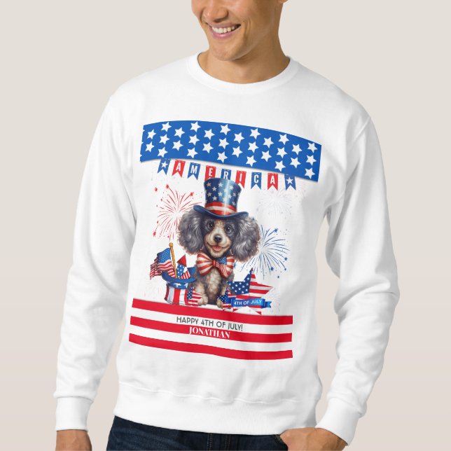 Moletom Poodle Happy Dia 4 De Julho Dia Da Independência D (Frente)