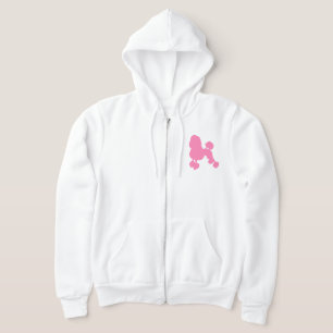 Moletom Poodle Rosa Frente Zip Mulheres Hoodie