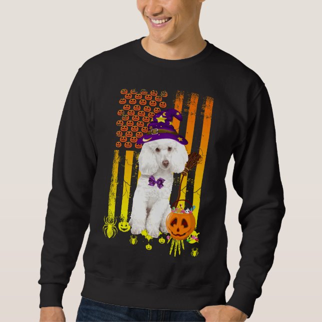Moletom Poodle Standard Pumpkin American Flag Halloween Do (Frente)