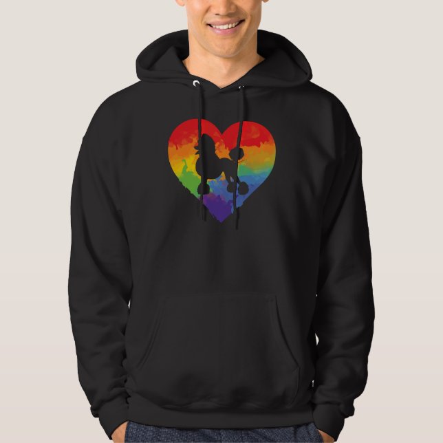 Moletom Poodle Watercolor Art Rainbow Heart Para Poodle Lo (Frente)