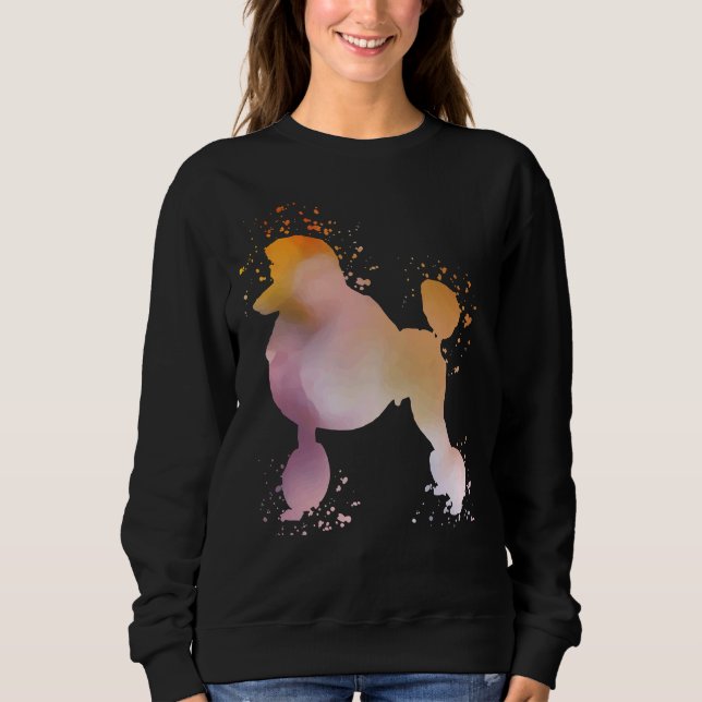 Moletom Poodle Watercolor Silhouette Dark (Frente)