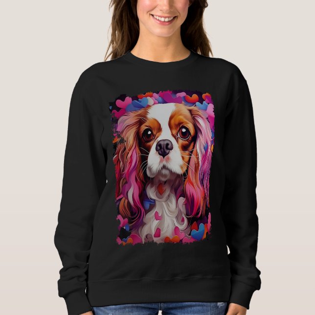 Moletom Pop Art Dog Cavalier King Charles Spaniel Valentin (Frente)