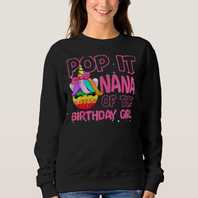 Moletom Pop Nana Da Rapariga De Aniversário Unicórn Fidget (Frente)
