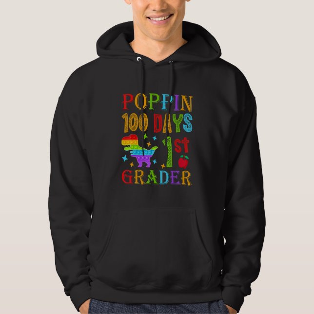 Moletom Poppin 100 Days 1st Grader Primary School Dino T-R (Frente)