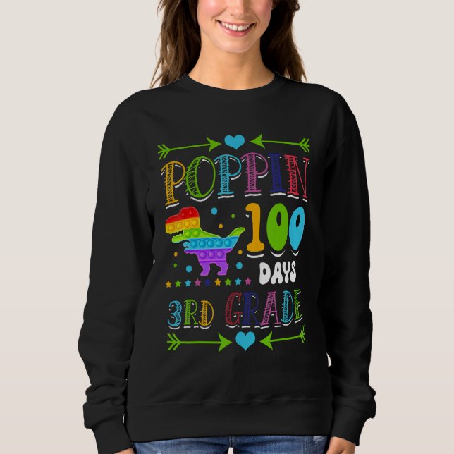 Moletom Poppin 100 Days 3rd Grade Primary School Dinosaur  (Frente)