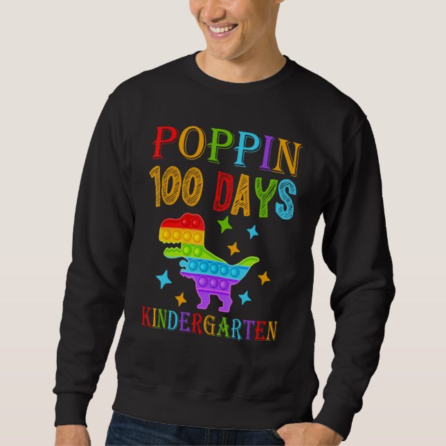 Moletom Poppin 100 days Kindergarten School Dinosaur T-Rex (Frente)