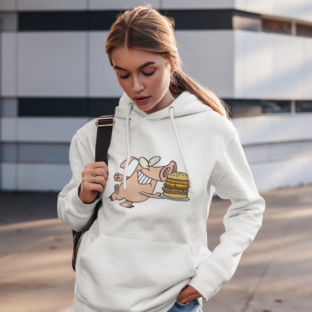 Moletom Porco Com Burger Womens Hoodie (Criador carregado)