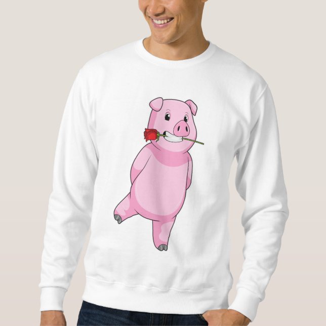 Moletom Porco com Flor de Rosa (Frente)