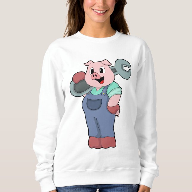 Moletom Porco como Mecânico com Chave de Fenda (Frente)