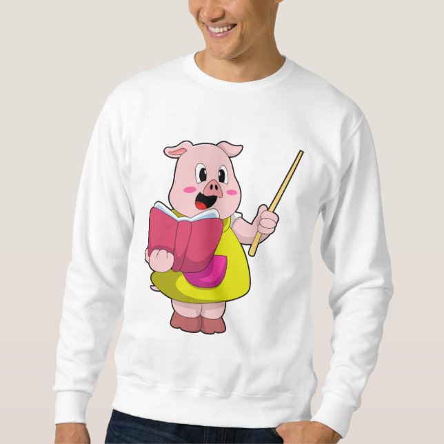 Moletom Porco como Professor com Livro (Frente)