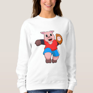 Moletom Porco no Baseball com luva de Baseball