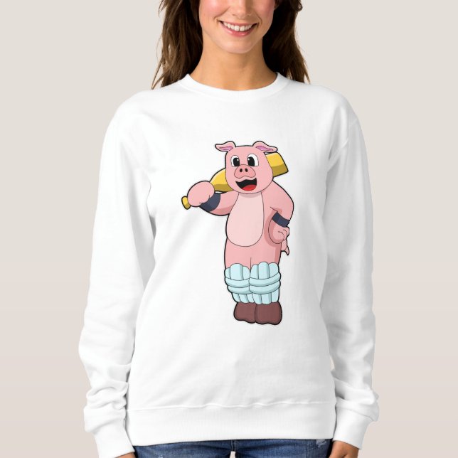 Moletom Porco no Cricket com morcego de Cricket (Frente)