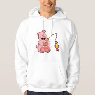 Moletom Porco pescando com peixe
