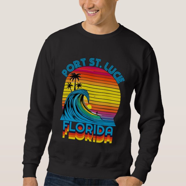 Moletom Port St Lucie Florida Retro Throwback Surf & Beach (Frente)