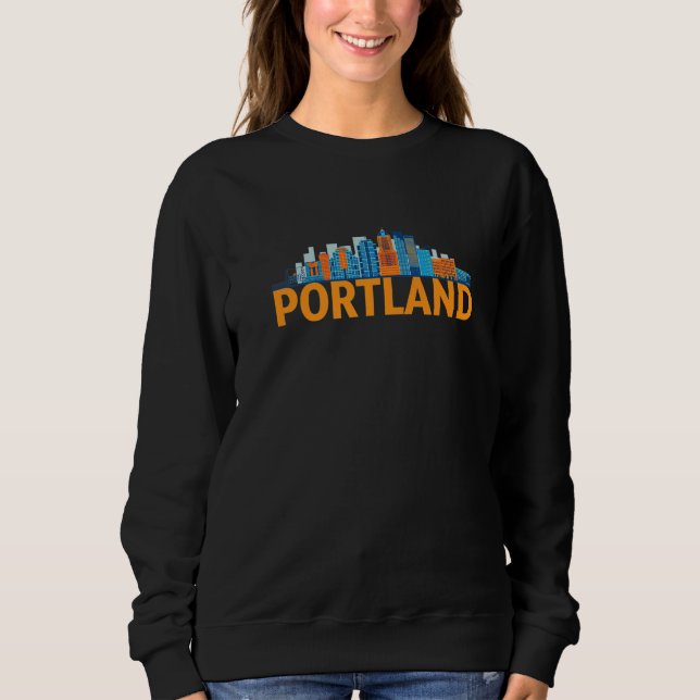 Moletom Portland Oregon USA City Skyline Silhouette Outlin (Frente)