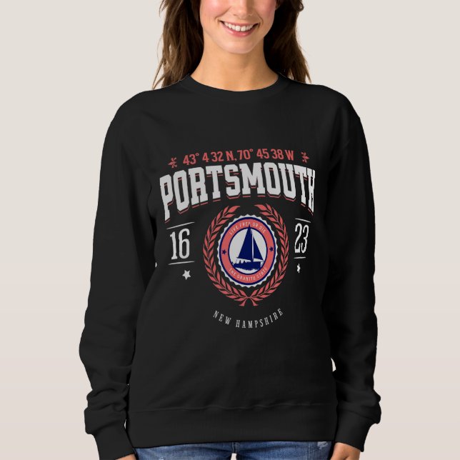 Moletom Portsmouth New Hampshire Nautical Sailboat Beach S (Frente)