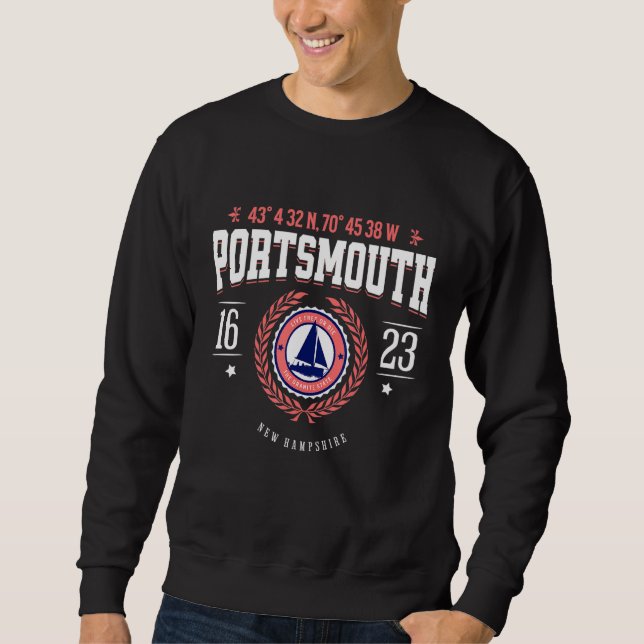 Moletom Portsmouth New Hampshire Nautical Sailboat Beach S (Frente)