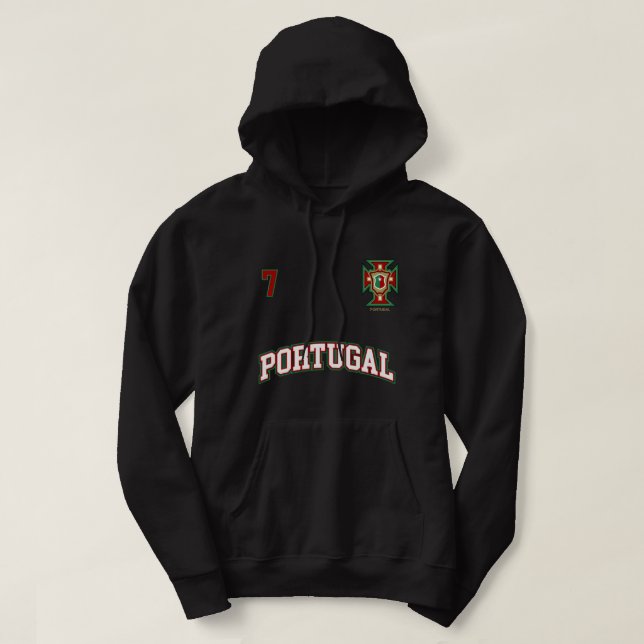 Moletom Portugal Hoodie Número 7 Equipe de futebol Portuga (Frente do Design)